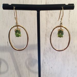 COPY - Genuine Peridot Hoop Earrings 14k/Sterling 925